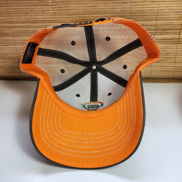 Medallion Truckers Hat Cap Snapback Cap America Brown Orange Mesh Back - Picture 8 of 9